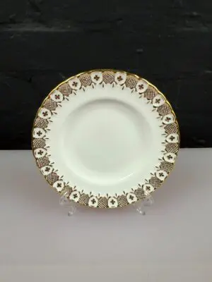 Royal Crown Derby Heraldic A.1066 White And Gold Tea / Side Plate 16.5 cm Wide