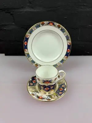 Royal Crown Derby Rutland A.1328 Coffee Trio Cup Saucer and Side Plate Set
