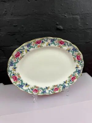 Royal Doulton Booths Floradora Gold Oval Carving Serving Platter Plate 34 cm