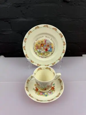 Royal Doulton Bunnykins Birthday Plate Tea Cup and Saucer Trio Set