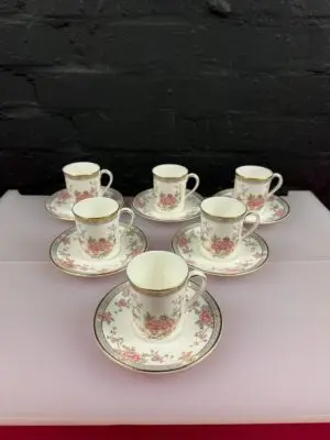 Royal Doulton Canton H5052 Coffee Cups / Cans and Saucers Set of 6