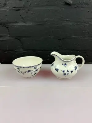 Royal Doulton Yorktown Ribbed Milk / Cream Jug 3.75" and Open Sugar Bowl Set