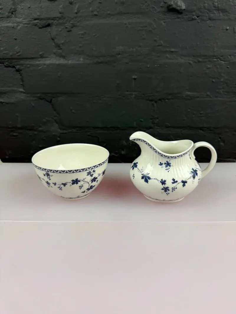 Royal Doulton Yorktown Ribbed Milk / Cream Jug 3.75" and Open Sugar Bowl Set