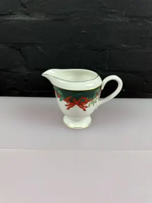 Royal Worcester Holly Ribbons Green Milk / Cream Jug 11 cm High