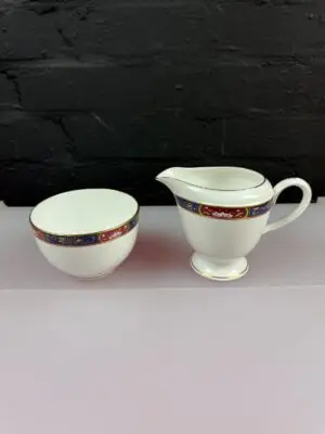 Royal Worcester Prince Regent Milk / Cream Jug 4.25" and Open Sugar Bowl Set
