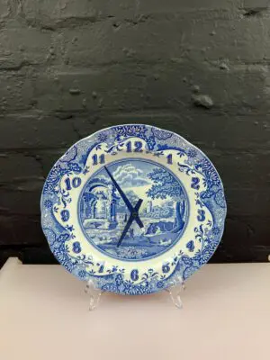Spode Italian Blue Dinner Plate 10.5" Wide Wall Clock Tested Working