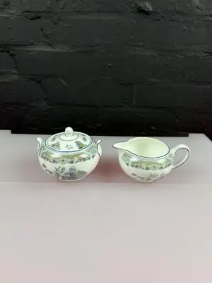 Wedgwood Chinese Legend Squat Milk / Cream Jug 2.5" and Covered Sugar Bowl Set