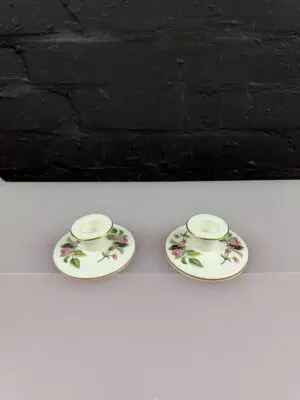 Wedgwood Hathaway Rose Candle Stick Holders Set of 2