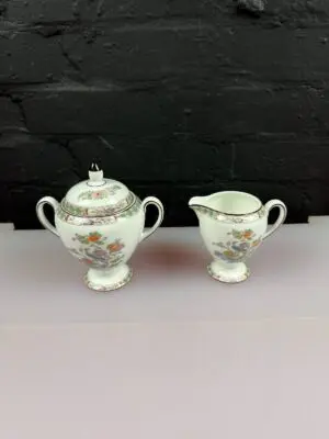 Wedgwood Kutani Crane Globe Milk / Cream Jug 4" and Covered Sugar Bowl Set