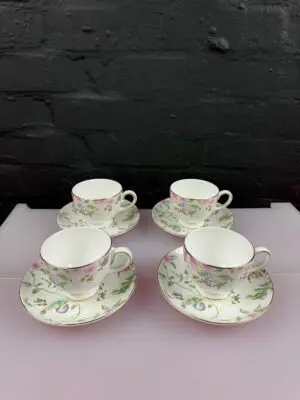 Wedgwood Sweet Plum Tea Cups and Saucers 2 Sets of 4 Available