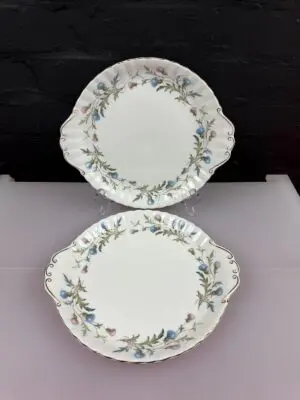 2 x Royal Albert Brigadoon Eared Cake / Bread Plates 10.25" Wide