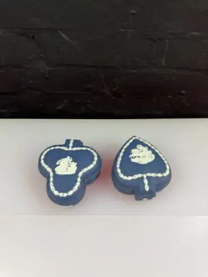 2 x Wedgwood Jasper Ware Portland Blue Spade and Clubs Trinket Dishes Pots 1973