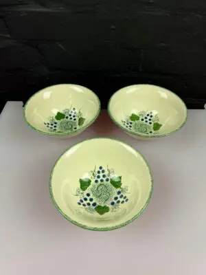 3 x Poole Pottery Vineyard Grapes Vine Cereal Bowls 6.5" Wide Set