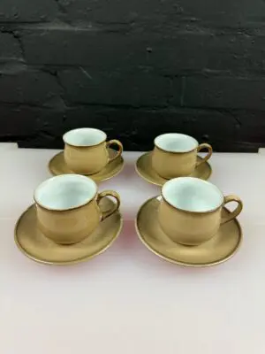 4 x Denby Viceroy Coffee Espresso Cups and Saucers 2 Sets Available RARE