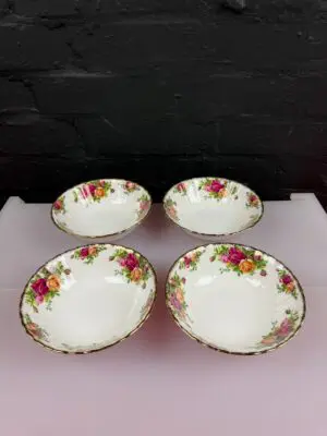 4 x Royal Albert Old Country Roses Cereal Bowls 16 cm Wide Set