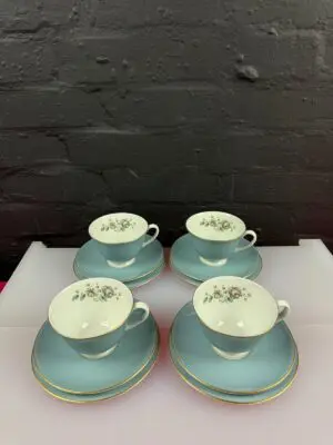 4 x Royal Doulton Rose Elegans T.C. 1010 Tea Trios Cups Saucers Side Plates Set