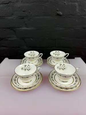 4 x Royal Worcester Bernina Tea Trios Cups Saucers and Side Plates Set