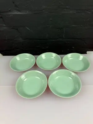 5 x Beryl Woods Ware Green Fruit Bowls 13 cm Wide Set