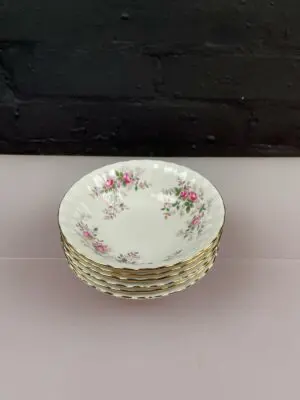 6 x Royal Albert Lavender Rose Fruit Bowls Saucers 13.5 cm Wide 3 Sets Available