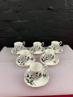 6 x Royal Albert Queens Messenger Coffee Espresso Cups and Saucers Set
