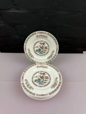 6 x Wedgwood Kutani Crane Tea / Side  Plates 15.5 cm Wide Set No Brown Rims