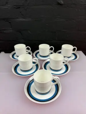6 x Wedgwood Susie Cooper Lucerne Coffee Cups and Saucer Set RARE