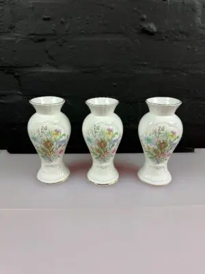 Aynsley Wild Tudor Cascade Vases 6.5" High Set of 3