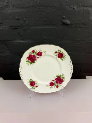 Colclough Deep Red Rose Eared Cake / Bread Plate 23.5 cm Wide