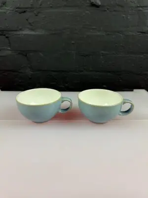 Denby Blue Jetty Replacement Tea Cups For Saucers Set of 2