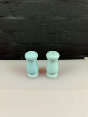 Denby Blue Linen Tall Salt and Pepper Pot / Shakers 4.5" High Cruet Set