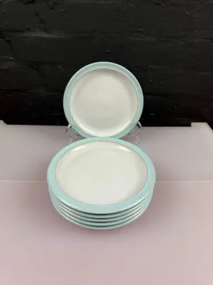 Denby Blue Linen Tea / Side Plates 17.5 cm Wide Set of 6 1st Quality