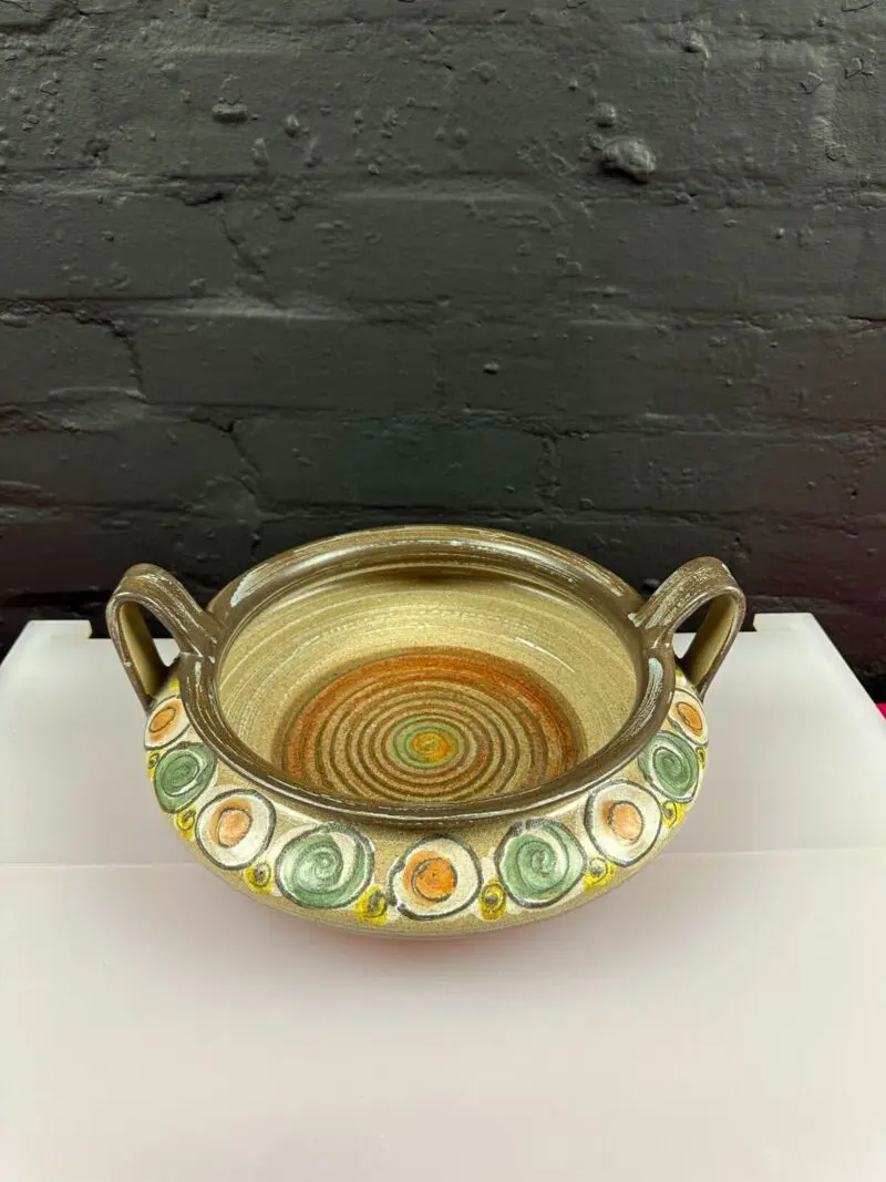 Denby Flamstead Pattern Large Fruit Serving Bowl 13" Wide 4.75" To Top of Handle