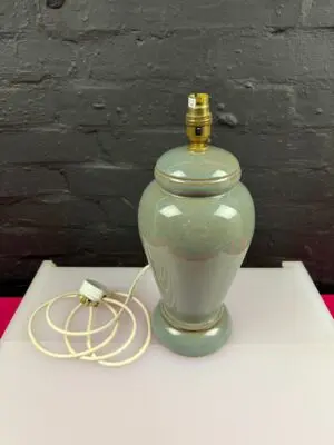 Denby Grey Table Lamp Base 15" Tall Witht Fittings 1991 Hand Made Daniel Leah