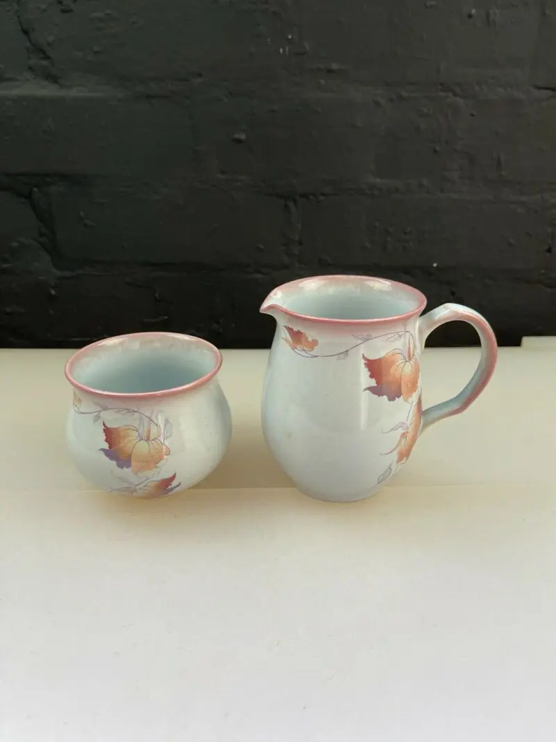 Denby Twilight Milk / Cream Jug 10.5 cm and Open Sugar Bowl Set