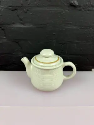 Homespun Churchill Brown Rim 1.25 Pint Tea Pot 4.25" High to Rim