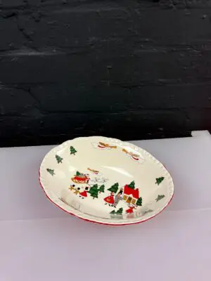Masons Christmas Village Oval Open Vegetable Serving Dish 9.75" Wide