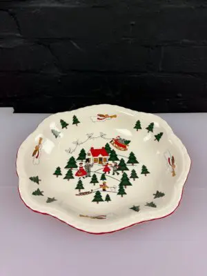 Masons Christmas Village Rectangle Open Vegetable Serving Dish 11.25" x 9.5"