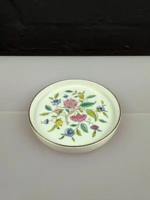 Minton Haddon Hall Gold Round Trinket Tray / Dish 13.5 cm Wide