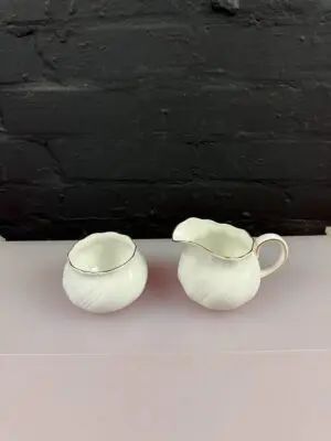 Queens Fine Bone China Marie Milk / Cream Jug 3.5" and Open Sugar Bowl Set