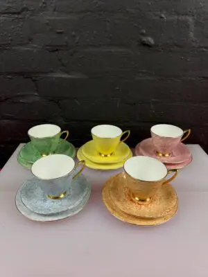 Royal Albert Gossamer Harlequin Tea Trios Cups Saucers and Side Plates Set of 5