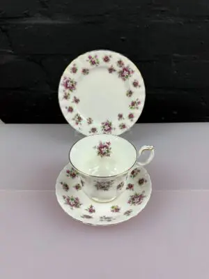 Royal Albert Sweet Violets Tea Trio Cup Saucer and Side Plate Set