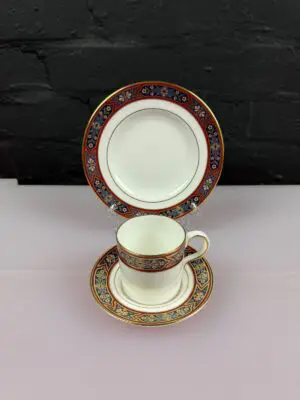 Royal Crown Derby Dauphin A.1322 Coffee Trio Cup Saucer and Side Plate Set