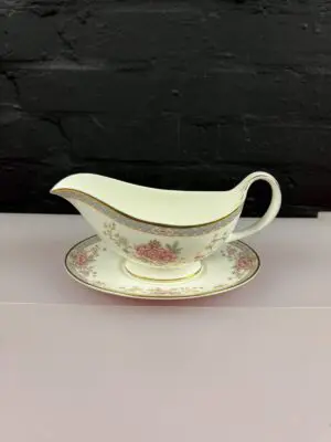 Royal Doulton Canton H5052 Gravy Boat Sauce Jug and Stand / Drip Plate Set