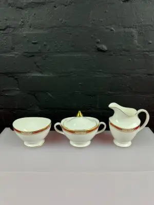 Royal Doulton Sandon H5172 Milk Cream Jug 5.5" & Open + Covered Sugar Bowls Set