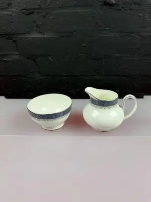 Royal Doulton Sherbrooke H5009 Milk / Cream Jug 10 cm and Open Sugar Bowl Set