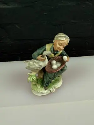 Royal Porzelan Figurine Lady Goose With Basket Of Eggs 16 cm High