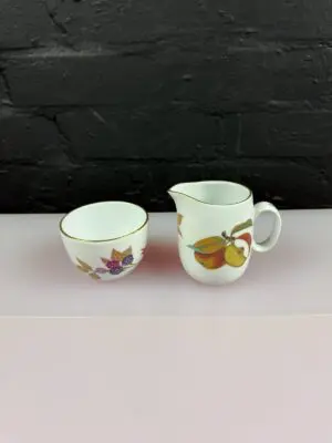 Royal Worcester Evesham Gold Milk / Cream Jug 3.5" and Open Sugar Bowl Set