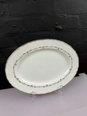 Royal Worcester Gold Chantilly Oval Carving Serving Platter Plate 34 cm x 25 cm