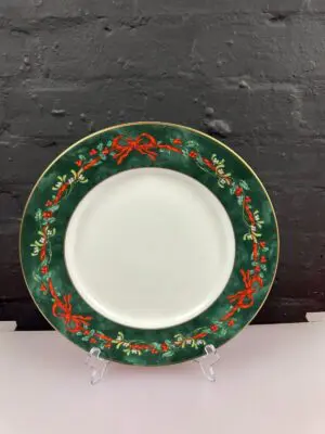 Royal Worcester Holly Ribbons Green Extra Large Dinner Plate 12.25" Wide