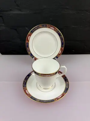 Royal Worcester Prince Regent Tea Trio Cup Saucer and Side Plate Set